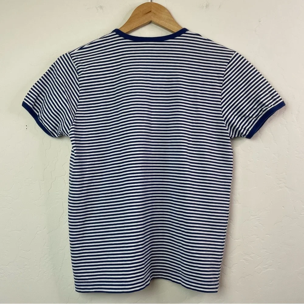 Tory Burch Sport Women's Blue Striped Cotton-Jersey Short Sleeve T-Shirt Medium - Picture 4 of 15